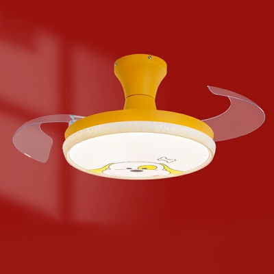 Cartoon Drum Semi Flush Mount Light Fixture Acrylic Semi Flush Mounted Fan Led Light