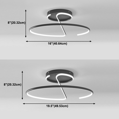 Circle Ring Flush-Mount Light Fixture Modern Style Metal 1-Light Flushmount Lighting in Black