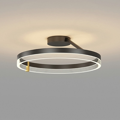 Circular Flush Lighting Modern Metal 1-Light Flush Mount Lamp for Bedroom