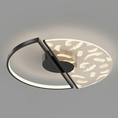 Contemporary Round Flush Lighting Metal 2-Light Flush Mount Lamp