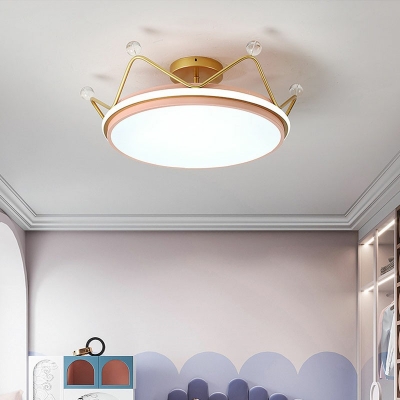 Kids Style Spheres Flush Mount Lighting Metal 1-Light Flush Ceiling Light Fixtures in Blue