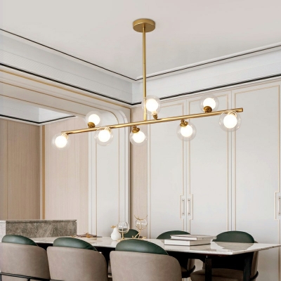 Modern Glass Island Pendant Lights Minimalism Linear Suspension Light for Dinning Room