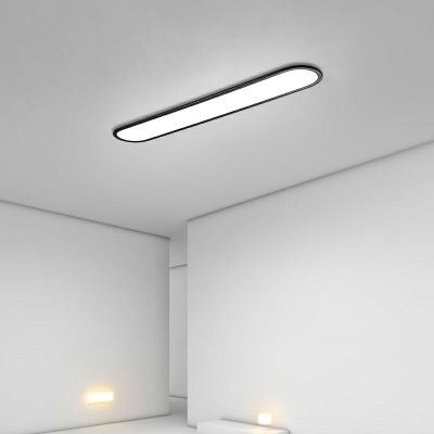 Oval Flush Mount Fixture Modern Style Metal 1-Light Flush Mount Lamp in White