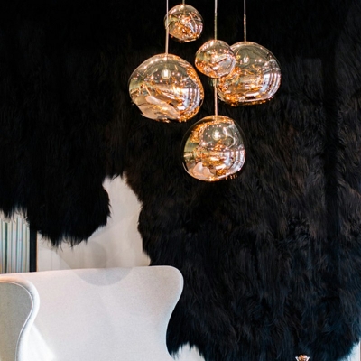 1-Light Ceiling Pendant Lamp Contemporary Style Ball Shape Glass Pendulum Lights