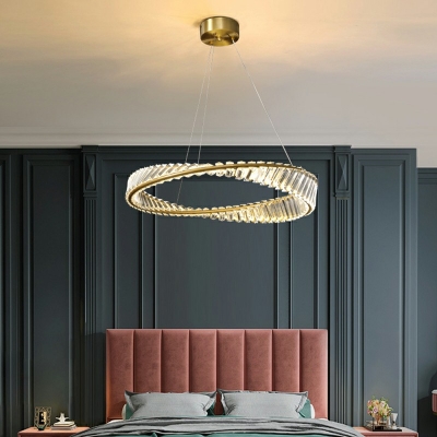1-Light Chandelier Light Fixture Modernist Style Ring Shape Metal Pendant Lights