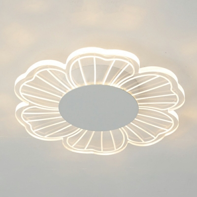 1-Light Flush Light Fixtures Minimalist Style Flower Shape Metal Flushmount Ceiling Lamp