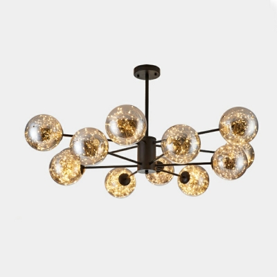 12-Light Chandelier Lamp Minimalism Style Ball Shape Metal Warm Light Hanging Ceiling Lights