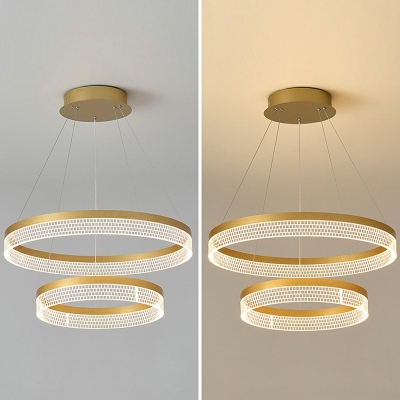 2-Light Pendant Lighting Fixtures Contemporary Style 3-Tiers Shape Metal Hanging Chandelier