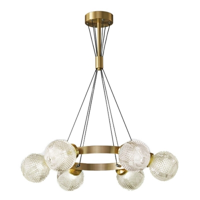 6-Light Ceiling Pendant Light Simple Style Globe Shape Metal Hanging Lamp Kit