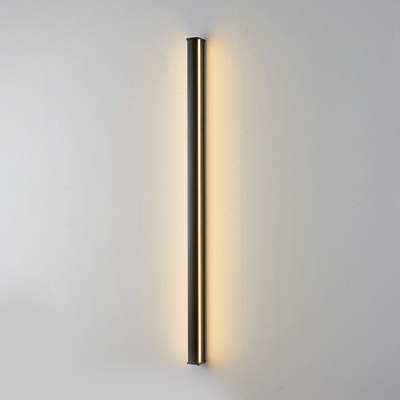Black Bar Shaped Flush Wall Sconce Simplicity LED Metal Wall Lighting