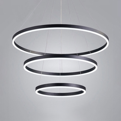 Black Modern Chandelier 4-Light/5-Light Brushed Aluminum Circular Led Chandelier (Warm