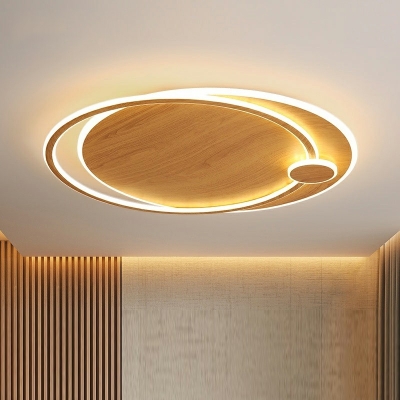Contemporary Round Flush Lighting Metal 3-Light Flush Mount Lamp in Natural