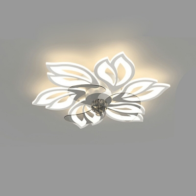 Flush Mount Fan Light Children's Room Style Acrylic Flush Mount Ceiling Fan Light for Living Room Remote Control Stepless Dimming