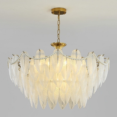 Glass Chandelier Lighting Fixtures Rounded Hanging Chandelier for Dining Room