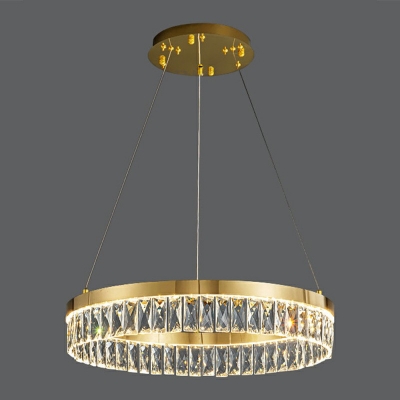 Golden LED Chandelier Contemporary Crystal LED Suspended Light