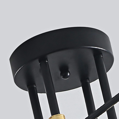 Linear Flush Lighting Industrial Metal Flush Mount Lamp in Black and Gold