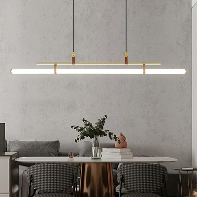 Metal LED Island Chandelier Lights Minimalism Hanging Light Fixtures for Dinning Room