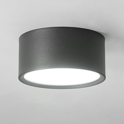 Modern Style Drum Flush-Mount Light Fixture Metal 1-Light Flush Mount Lamp in Black