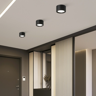 Modern Style With Shade Flush Mount Fixture Metal 1-Light Flush Mount Light in Black