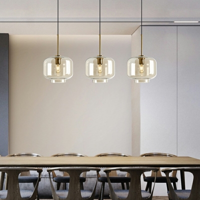 Multi-Shaped Pendant Lighting Modern Glass Pendant Light in Clear for Dining Room