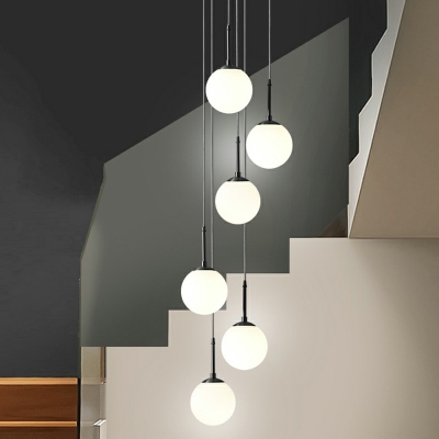 Pendulum Hanging Ceiling Lights Modern Style Glass 2-Lights Pendant Lighting Fixtures in White
