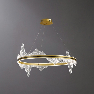1-Light Chandelier Light Contemporary Style Ring Shape Metal Pendant Lighting