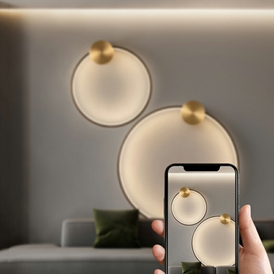 1 Light Circular Wall Light Sconce Modern Style Metal Wall Light Sconces in Gold