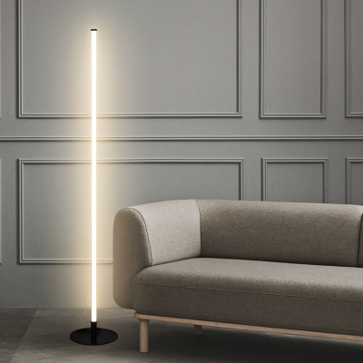 1 Light Contemporary Floor Lamp Linear Metal Floor Lamp for Living Room