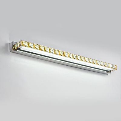 1 Light Contemporary Vanity Lighting Linear Crystal Vanity Lamp for Bathroom