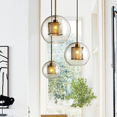 1-Light Hanging Lights Modernist Style Ball Shape Metal Ceiling Pendant Light