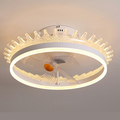 1-Light Semi Flush Light Contemporary Style Crown Shape Metal Ceiling Mounted Fixture