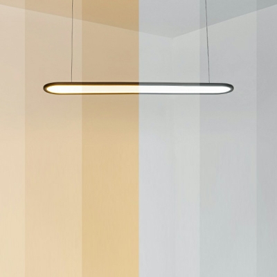 1-Light Suspension Pendant Minimalism Style Oval Shape Metal Hanging Lights