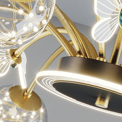 11-Light Chandelier Light Fixtures Modernist Style Ball Shape Metal Third Gear Pendant Lights