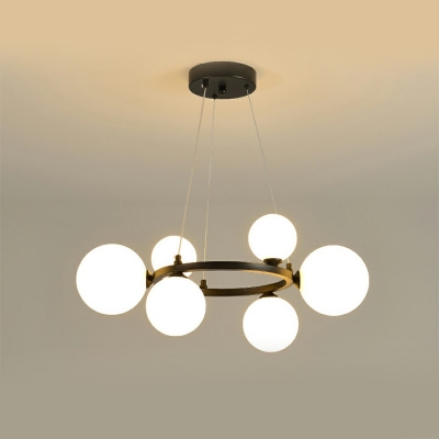 15-Light Hanging Lamps Modernist Style Globe Shape Metal Chandelier Light Fixture