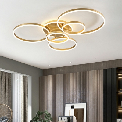 2-Light Flush Light Fixtures Minimalist Style Circle Shape Metal Flushmount Ceiling Lamp