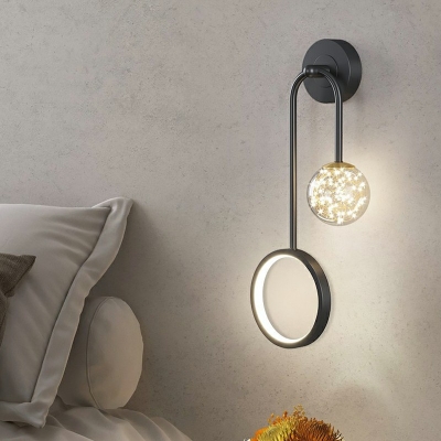 2-Light Sconce Lights Contemporary Style Round Shape Metal Wall Light Fixture