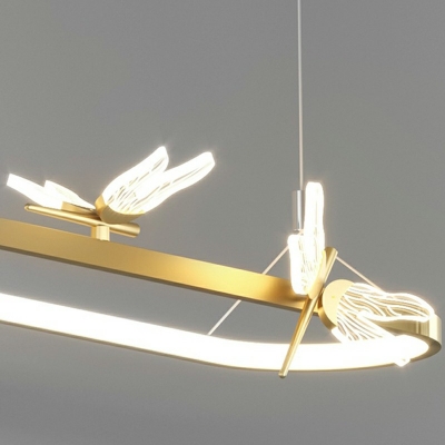 3 Lights Oval Shade Hanging Light Modern Style Metal Pendant Light for Dining Room