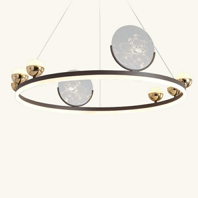 4-Light Chandelier Light Fixture Contemporary Style Ring Shape Metal Pendant Lighting Fixtures