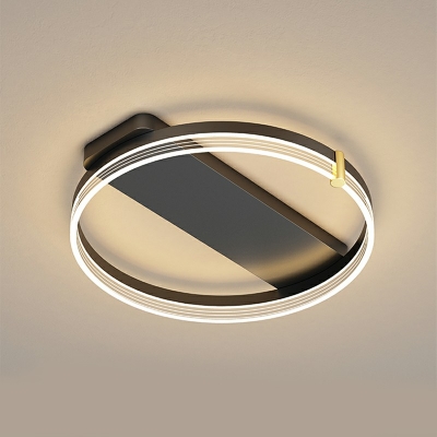 Contemporary Linear Flush Lighting Metal 1-Light Flush Mount Lamp in Black