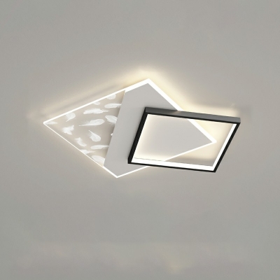 Contemporary Metallic Flush Mount Light Square Lighting for Reading Room