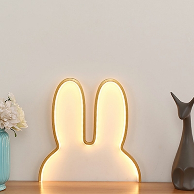 Contemporary Warm Light Rabbit Reading Book Light Acrylic and Metal Night Table Lamps