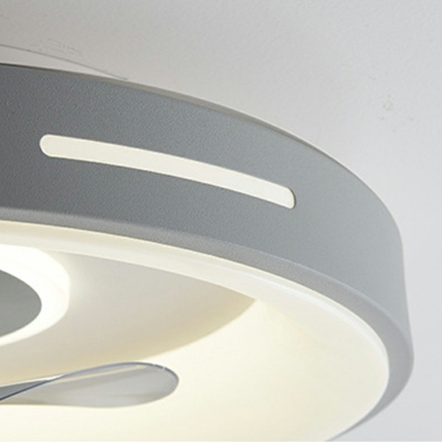 Flush Ceiling Fan Light Children's Room Style Acrylic Flush Fan Light for Living Room Remote Control Stepless Dimming