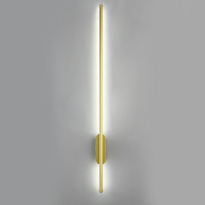 Linear Stick Wall Mount Lighting Minimalist Slim Metal LED Hallway Surface Wall Sconce in Gold
