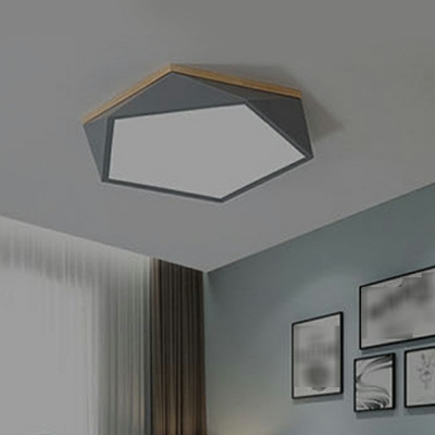 Modern Polygon Flush Light Metal Macaron 1-Light Flush Mount Lamp