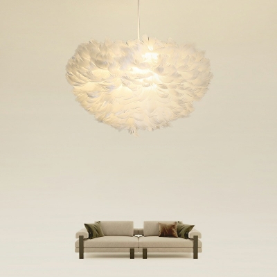 Pendant Chandelier Contemporary Style Feather Hanging Lamps Kit for Living Room