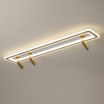 Rectangle Flush Lighting Modern Metal 4-Light Flush Mount Lamp for Bedroom