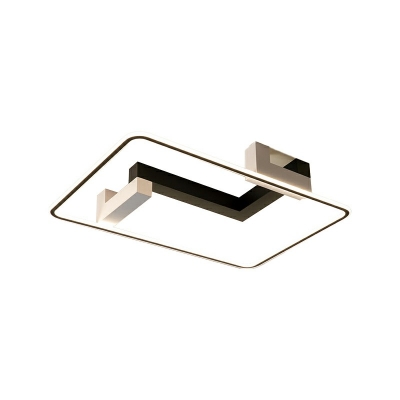 Rectangular Flush Mount Lighting Modern Style Metal 1-Light Flush Ceiling Light Fixture in Black