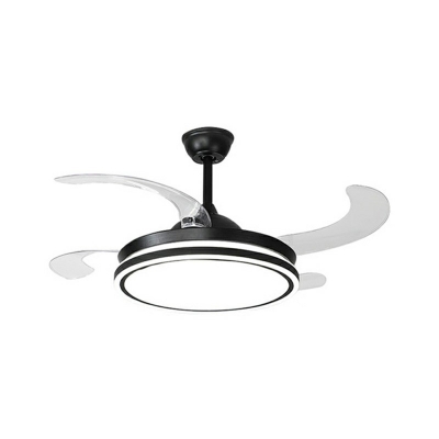 Semi Flush Mount Fan Light Modern Style Acrylic Semi Fan Flush for Living Room Remote Control Stepless Dimming