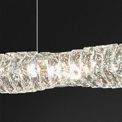 Silver Chandelier Light Fixture Linear Shape LED Hanging Pendant Light