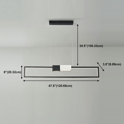 Simplicity Style Island Lighting Rectangle Shape Metal Pendant Light Kit